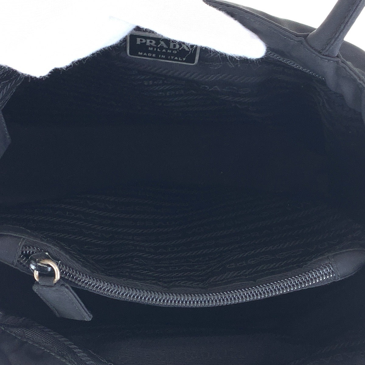 PRADA Tote Bag Nylon Black SilverMetal Test Triangle With logo