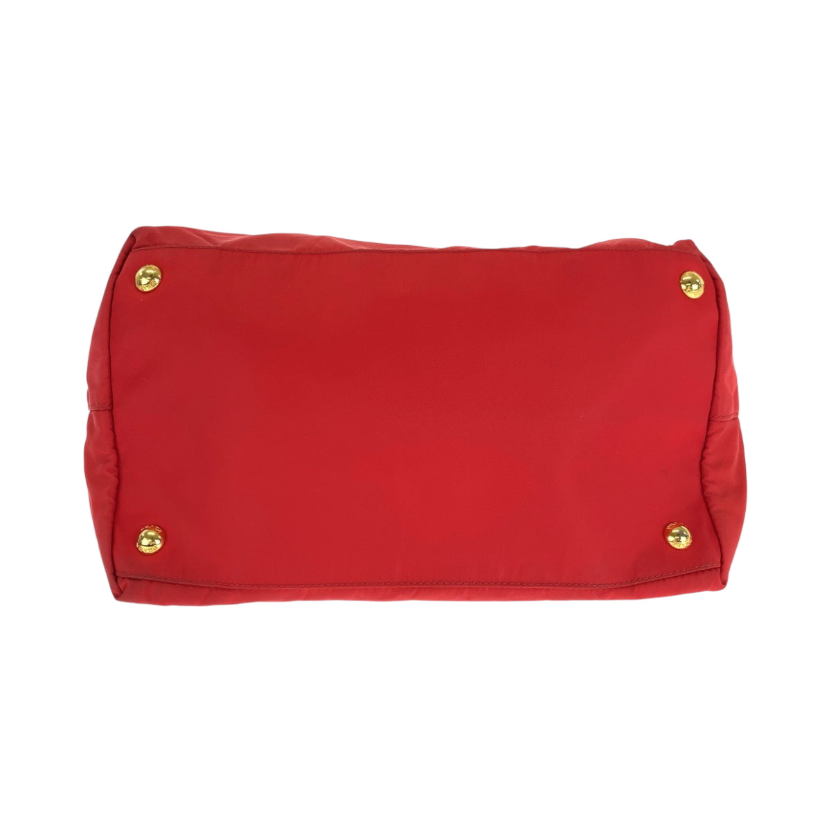 PRADA Tote Bag BN2106 Nylon Red Gold Metal Test Triangle With logo