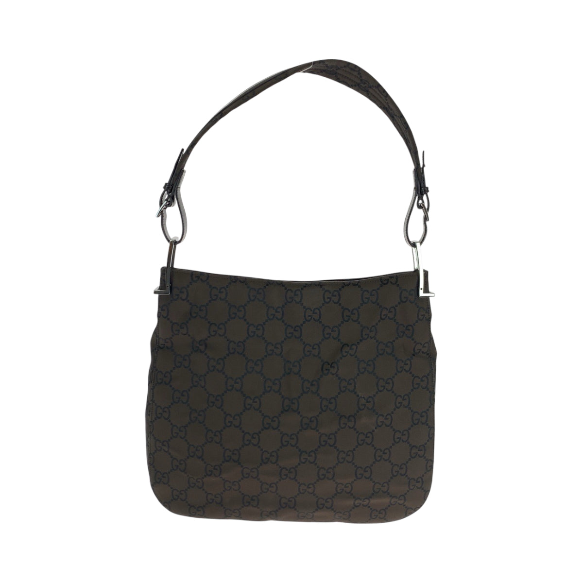 GUCCI Shoulder Bag 001 3166 Nylon Dark Brown SilverMetal