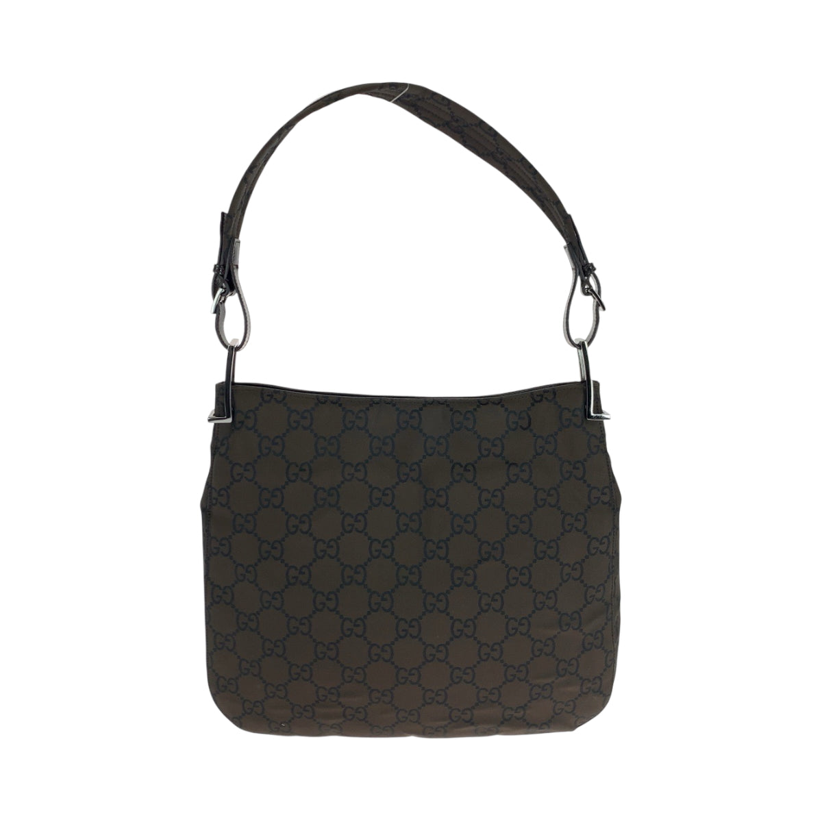 GUCCI Shoulder Bag 001 3166 Nylon Dark Brown SilverMetal