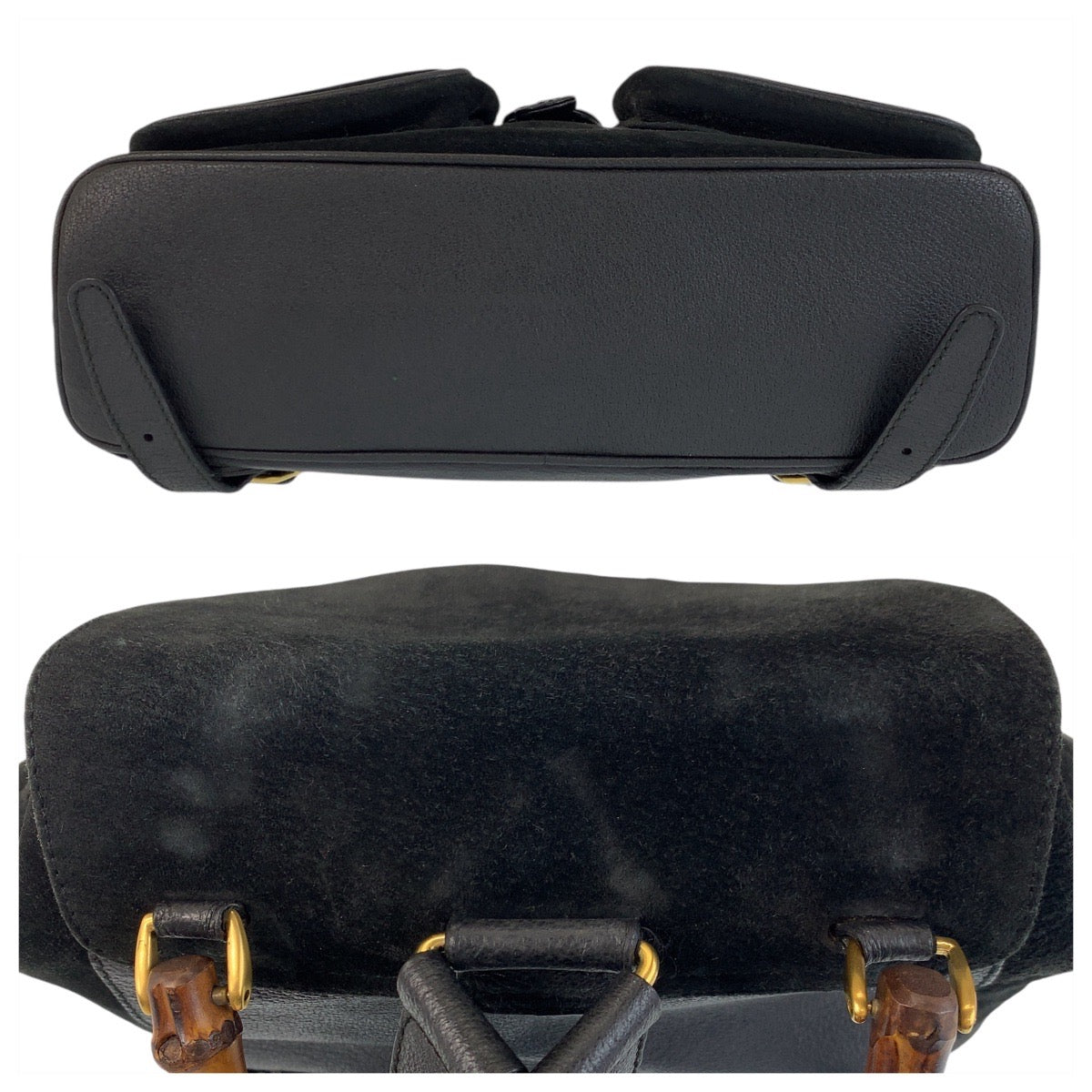 GUCCI Backpack 003 2058 0016 Suede Black GoldMetal Bamboo