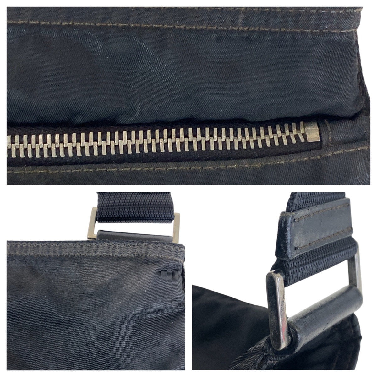 PRADA Shoulder Bag 45 Nylon Black SilverMetal Test Triangle With logo