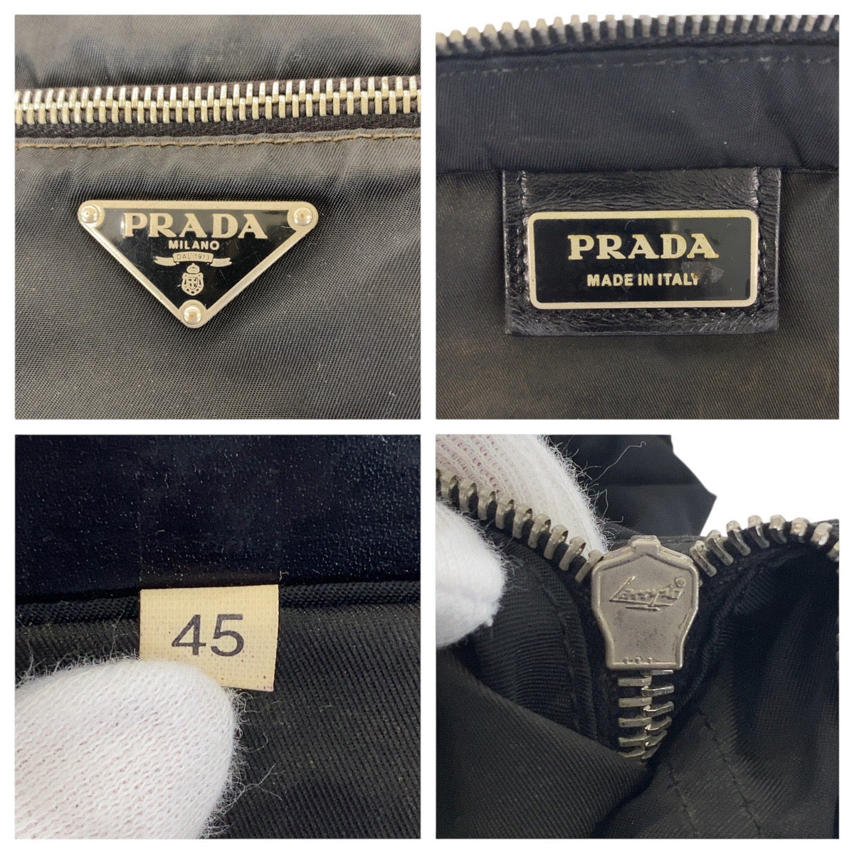 PRADA Shoulder Bag 45 Nylon Black SilverMetal Test Triangle With logo