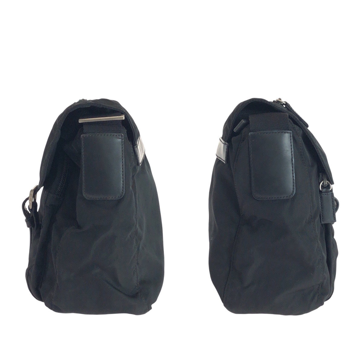 PRADA Shoulder Bag Nylon Black SilverMetal Test Triangle With logo