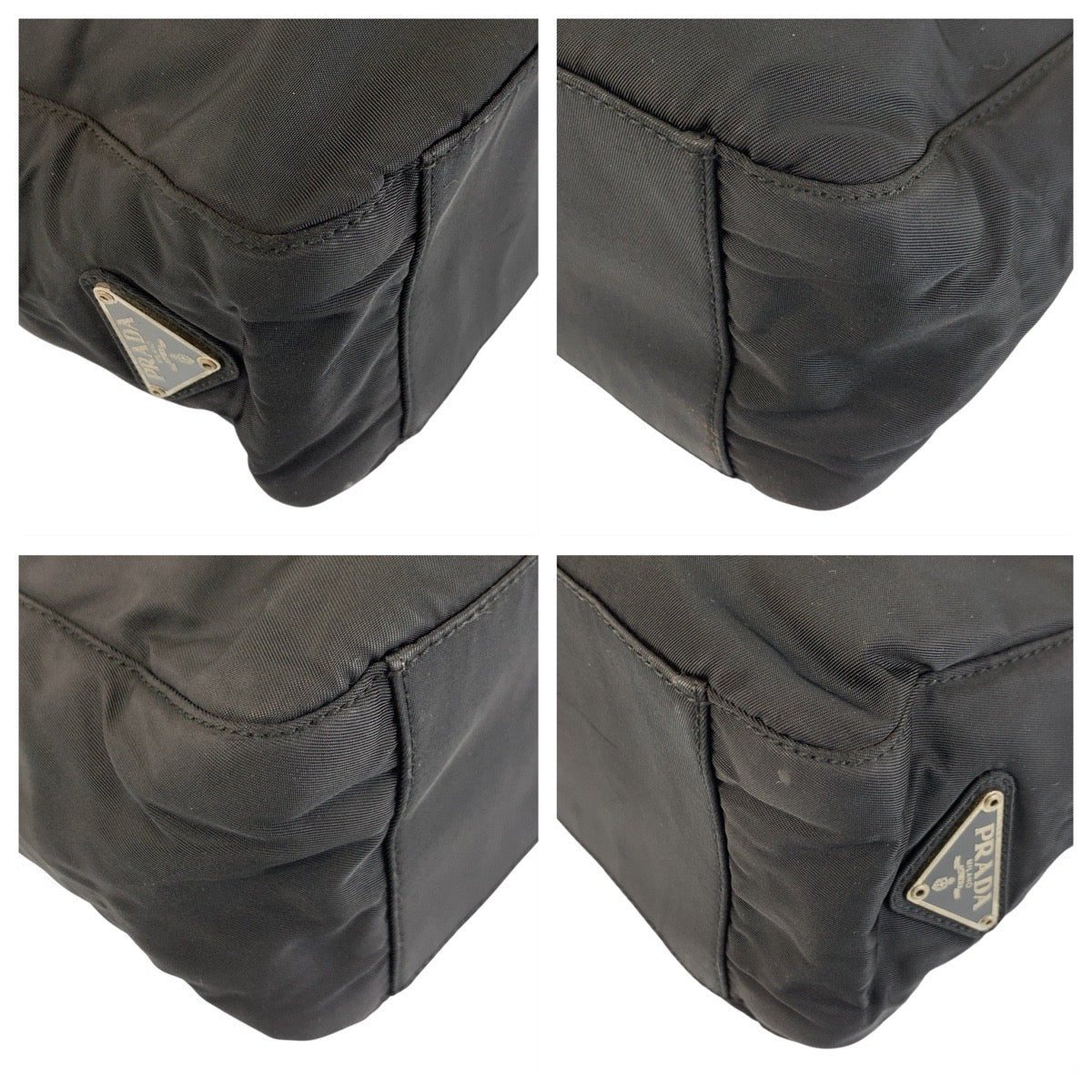 PRADA Tote Bag Nylon Black SilverMetal Test Triangle With logo