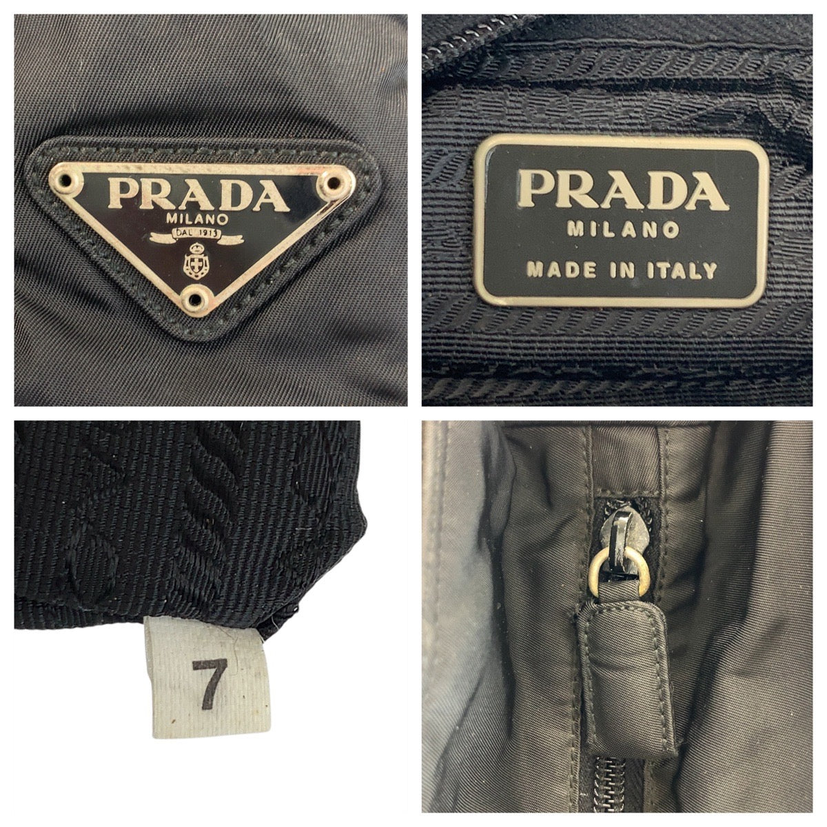 PRADA Tote Bag Nylon Black SilverMetal Test Triangle With logo