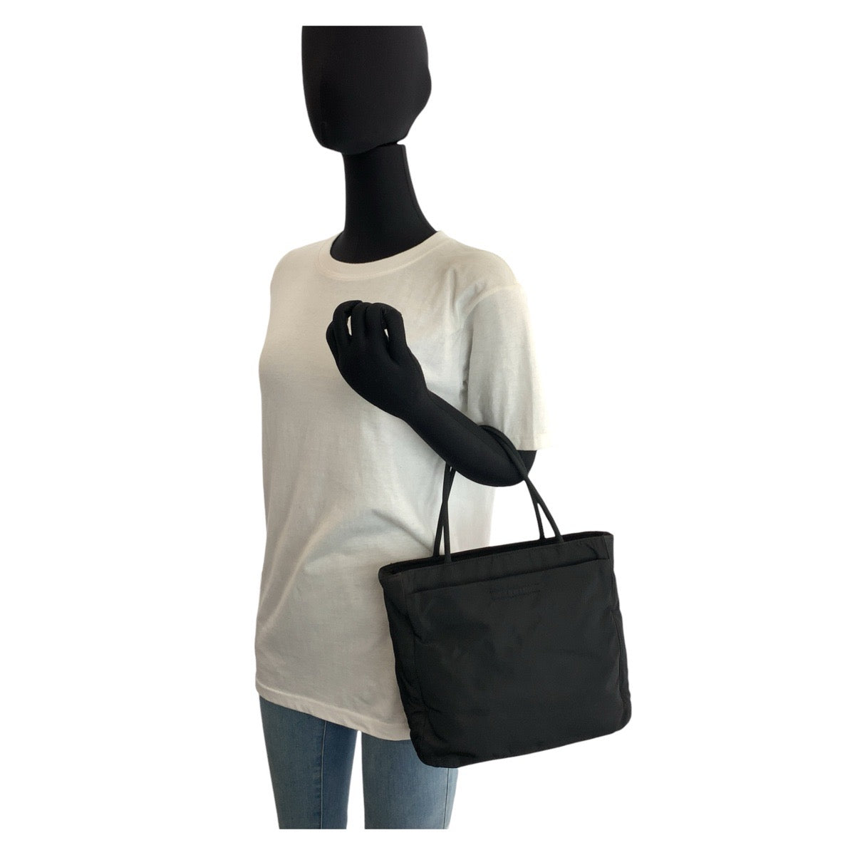 PRADA Tote Bag Nylon Black SilverMetal Test Triangle With logo