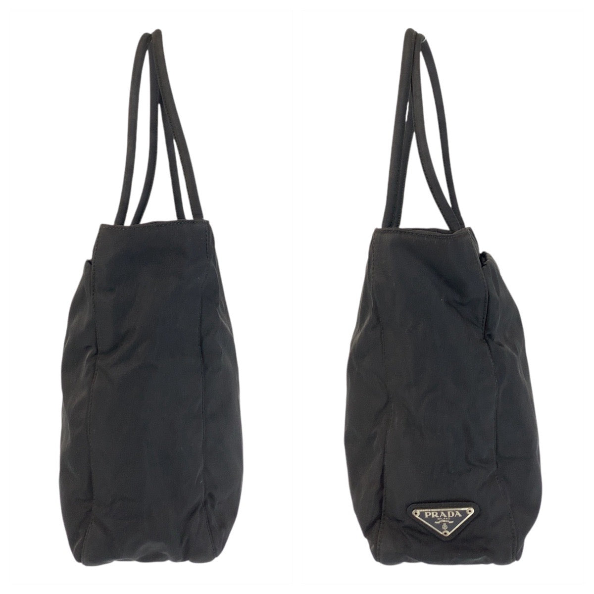 PRADA Tote Bag Nylon Black SilverMetal Test Triangle With logo