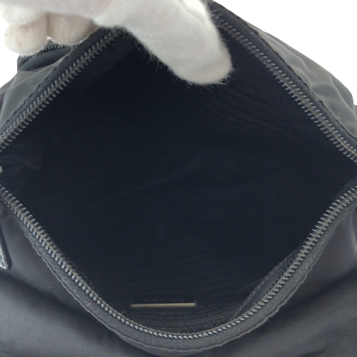 PRADA Shoulder Bag Nylon Black SilverMetal Test Triangle With logo