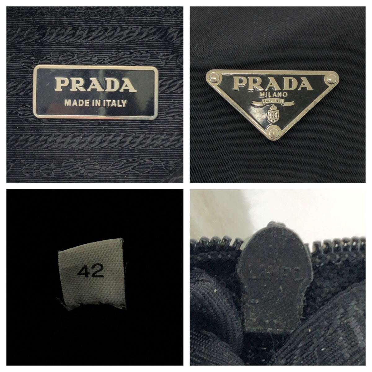 PRADA Shoulder Bag Nylon Black SilverMetal Test Triangle With logo