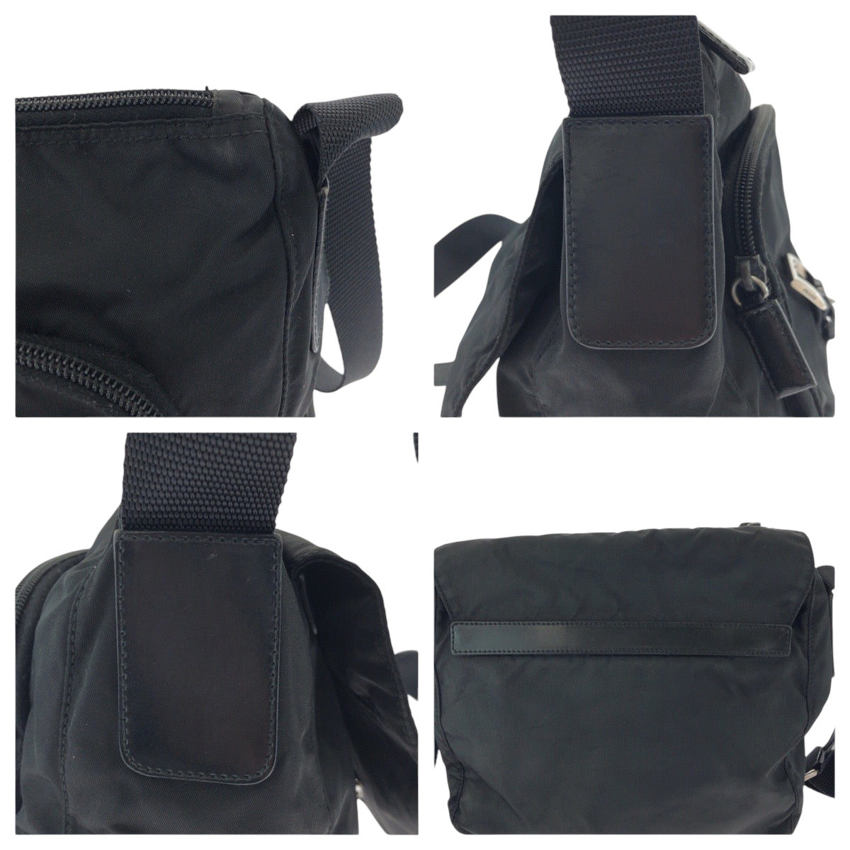 PRADA Shoulder Bag Nylon Black SilverMetal Test Triangle With logo