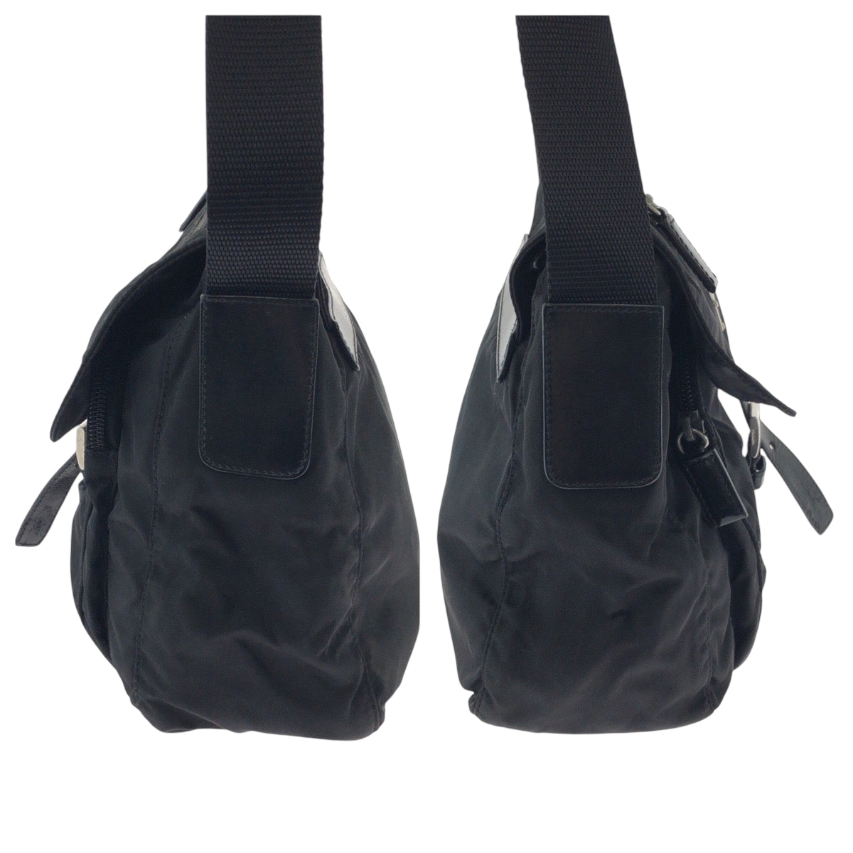 PRADA Shoulder Bag Nylon Black SilverMetal Test Triangle With logo