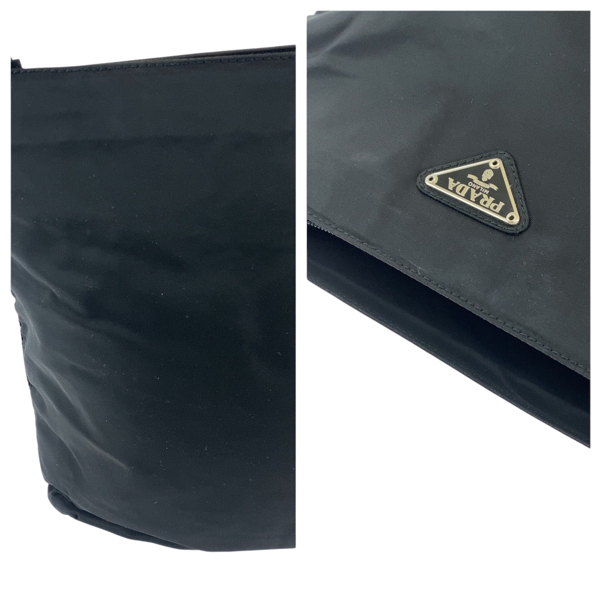 PRADA Shoulder Bag B6242 Nylon Black SilverMetal Test Triangle With logo