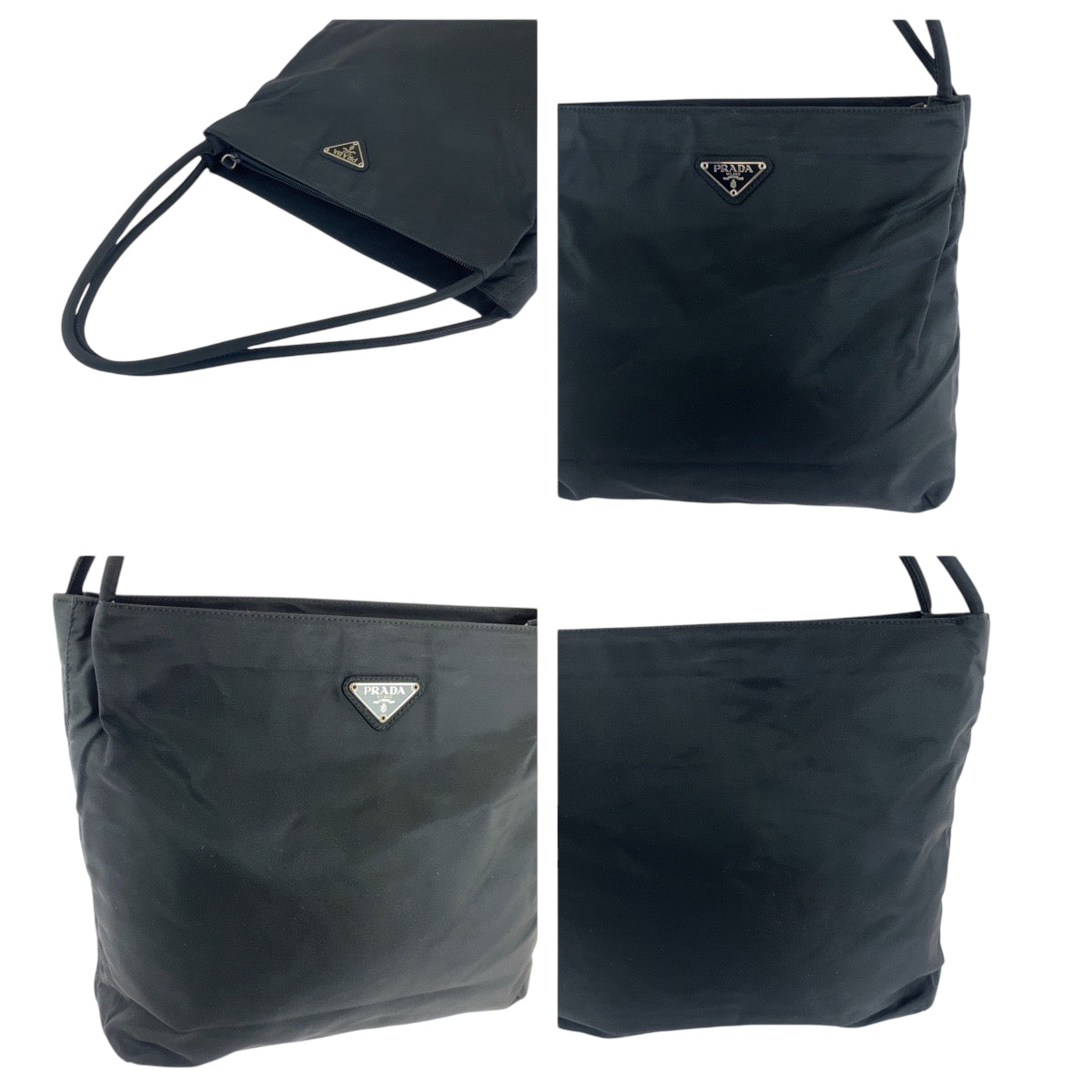 PRADA Shoulder Bag B6242 Nylon Black SilverMetal Test Triangle With logo