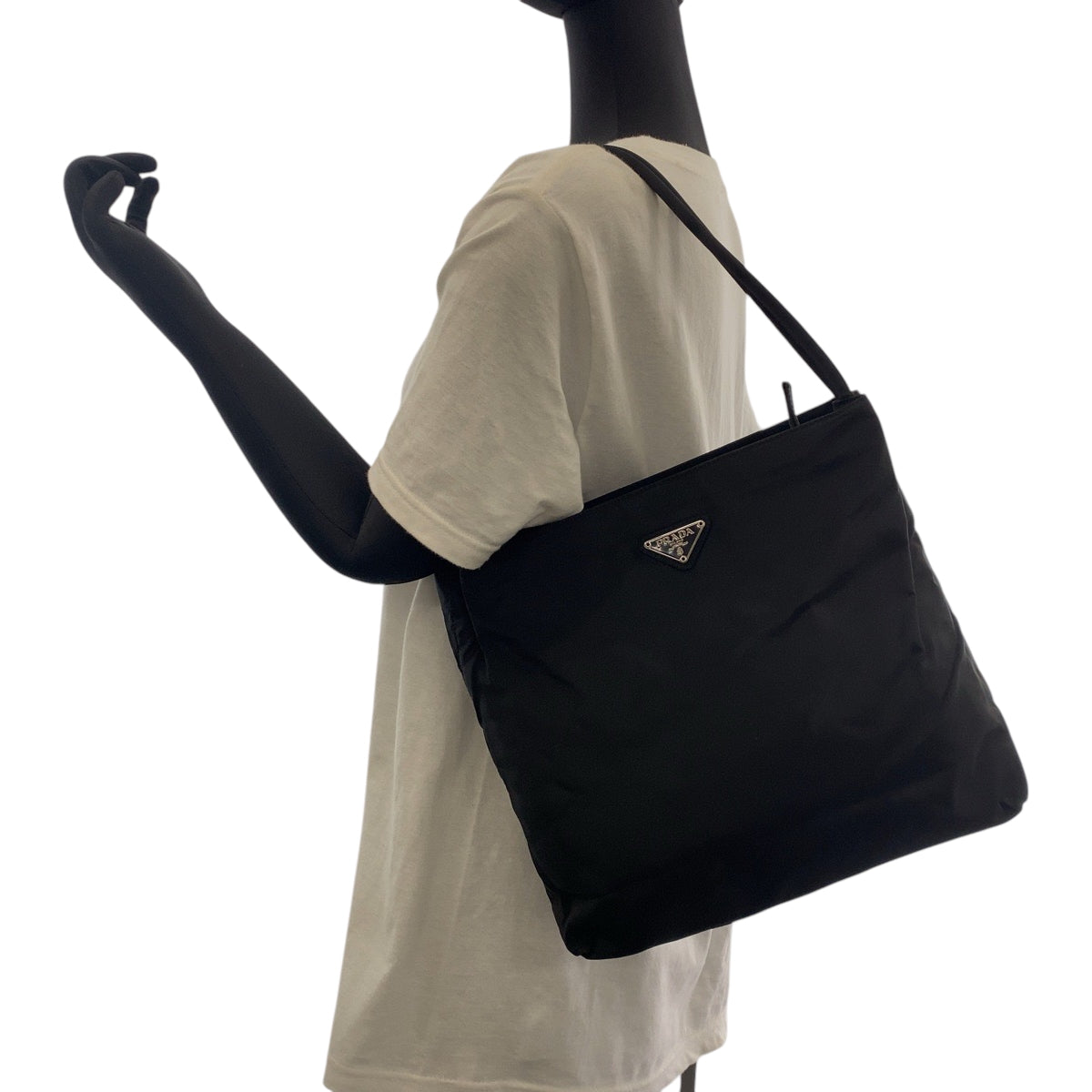 PRADA Shoulder Bag B6242 Nylon Black SilverMetal Test Triangle With logo