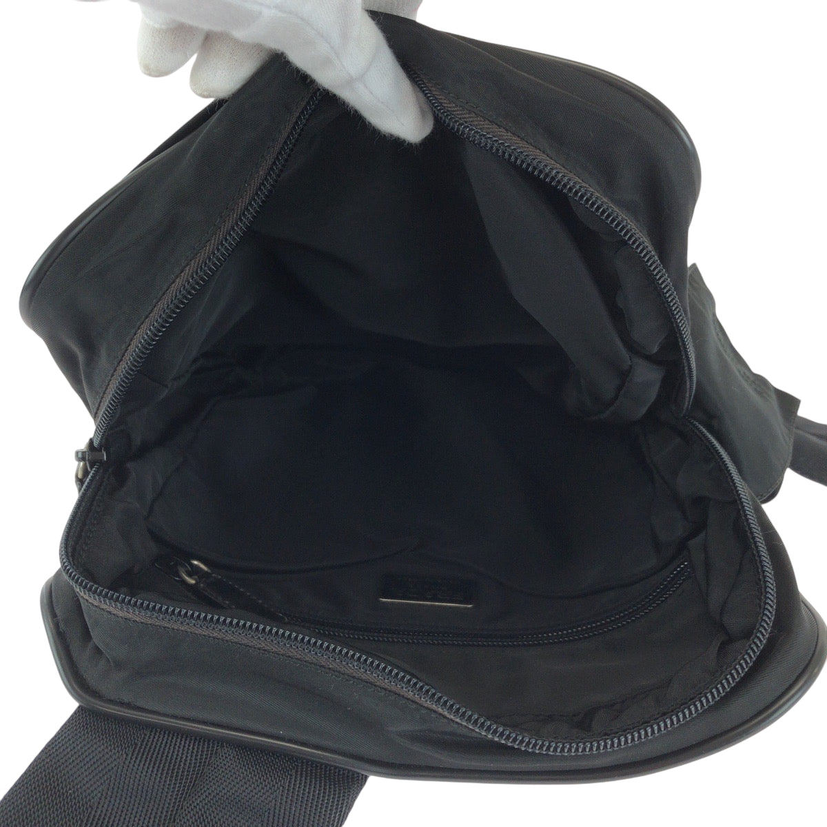 PRADA Shoulder Bag Nylon Black SilverMetal Test Triangle With logo