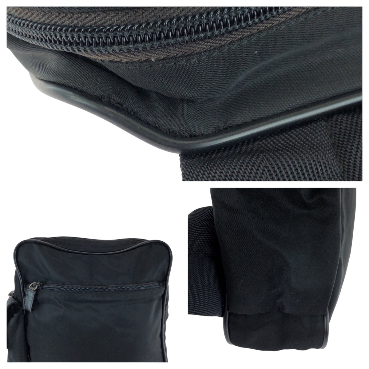 PRADA Shoulder Bag Nylon Black SilverMetal Test Triangle With logo