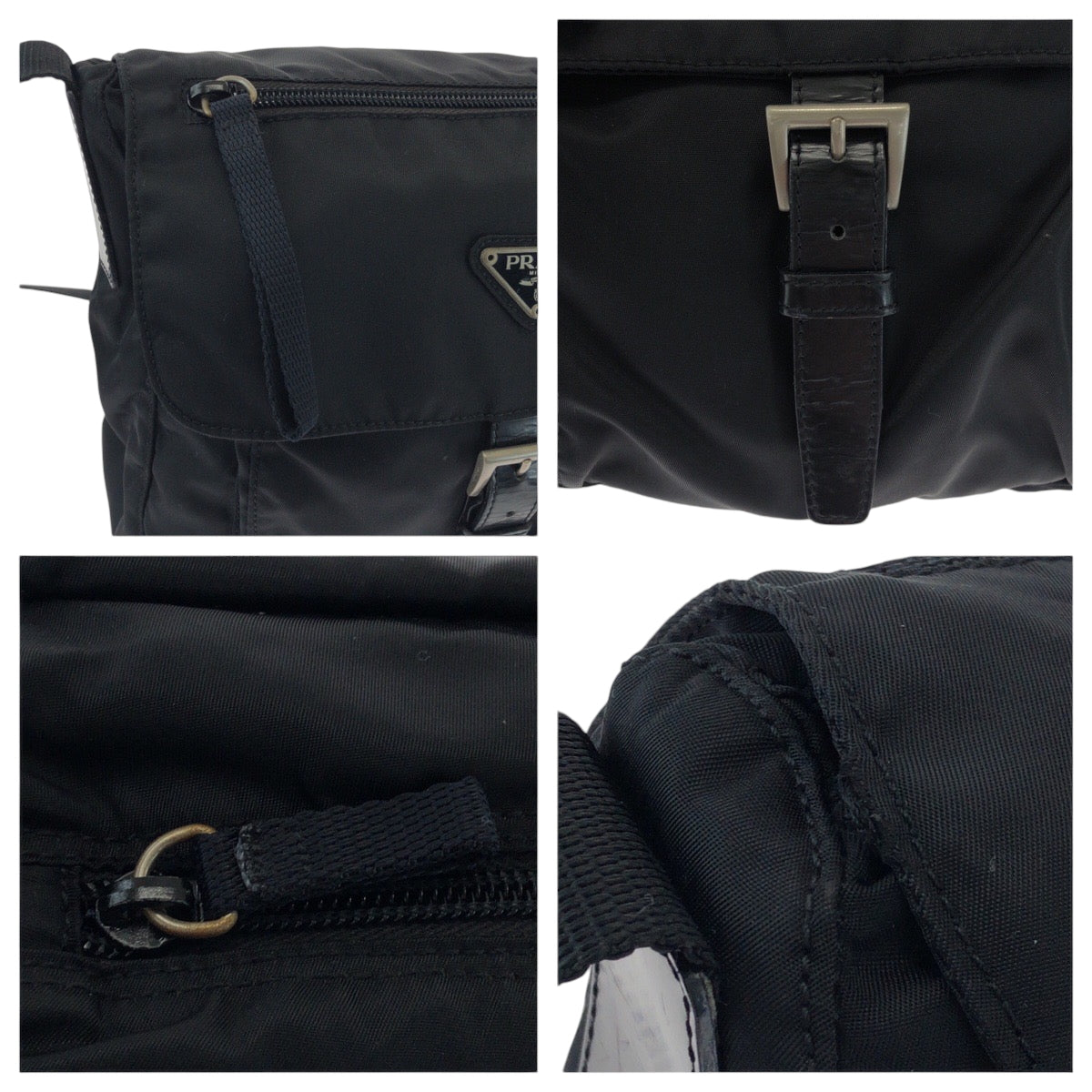 PRADA Shoulder Bag BT8994 Nylon Black SilverMetal Test Triangle With logo