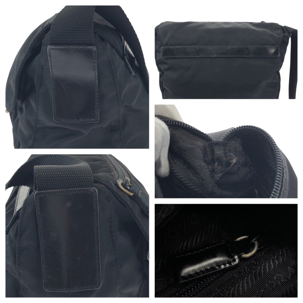 PRADA Shoulder Bag BT8994 Nylon Black SilverMetal Test Triangle With logo