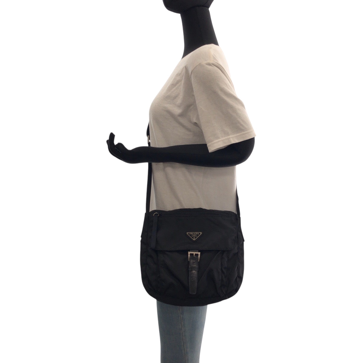 PRADA Shoulder Bag BT8994 Nylon Black SilverMetal Test Triangle With logo