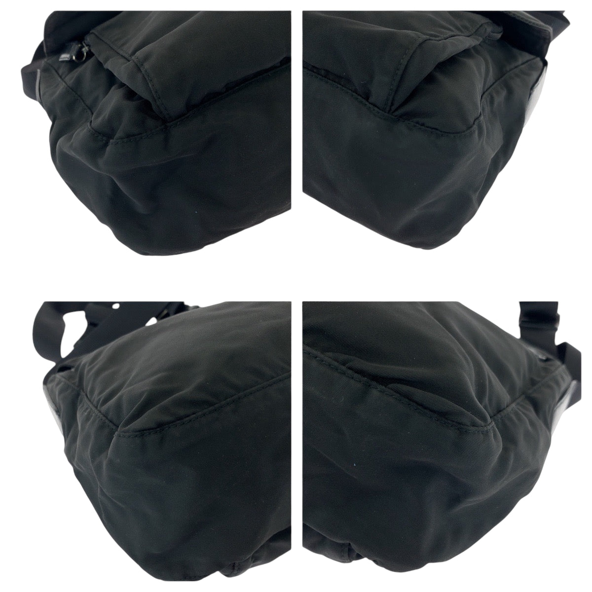 PRADA Shoulder Bag Nylon Black SilverMetal Test Triangle With logo