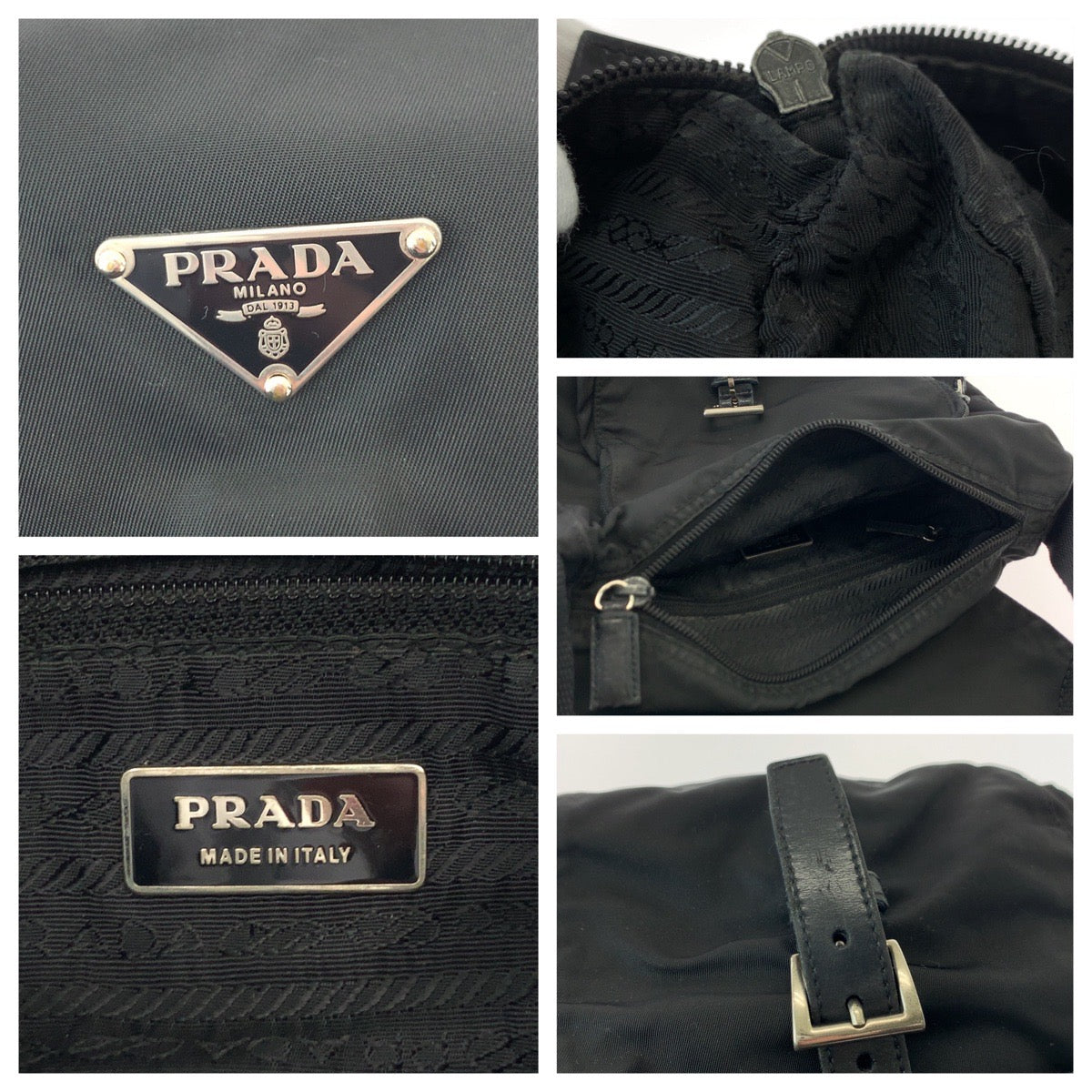 PRADA Shoulder Bag Nylon Black SilverMetal Test Triangle With logo