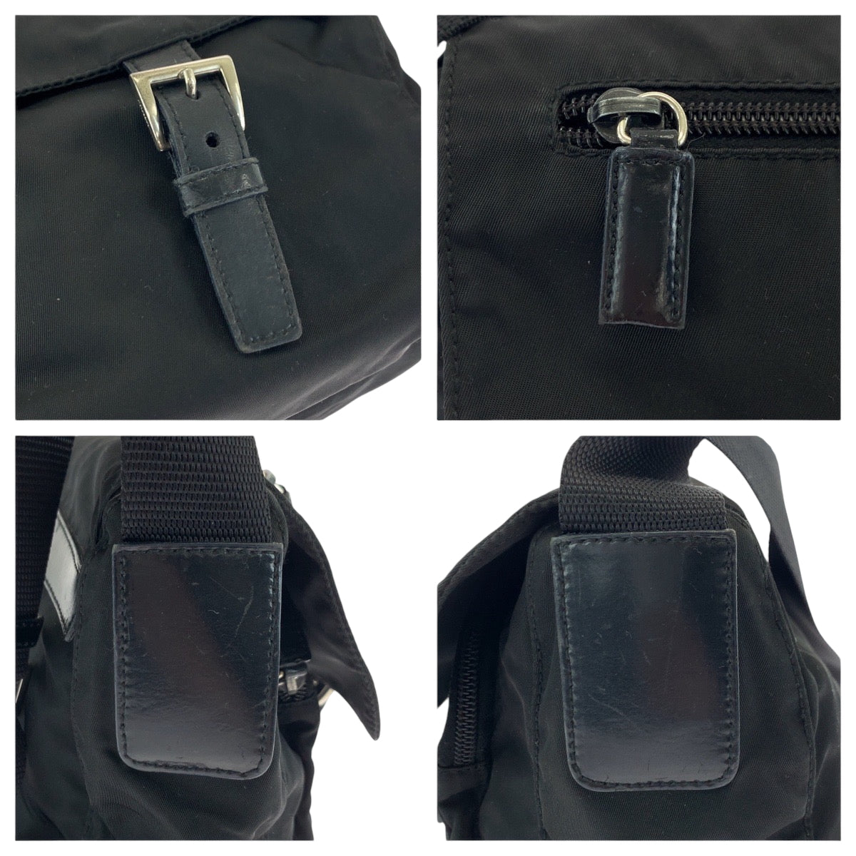 PRADA Shoulder Bag Nylon Black SilverMetal Test Triangle With logo
