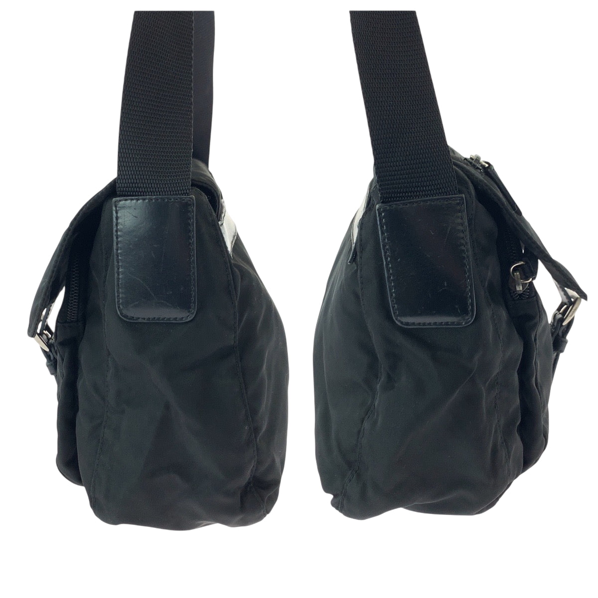 PRADA Shoulder Bag Nylon Black SilverMetal Test Triangle With logo