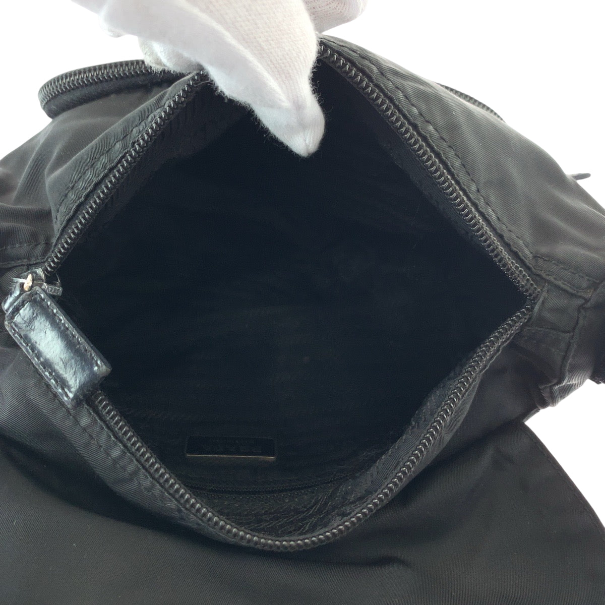 PRADA Shoulder Bag Nylon Black SilverMetal Test Triangle With logo