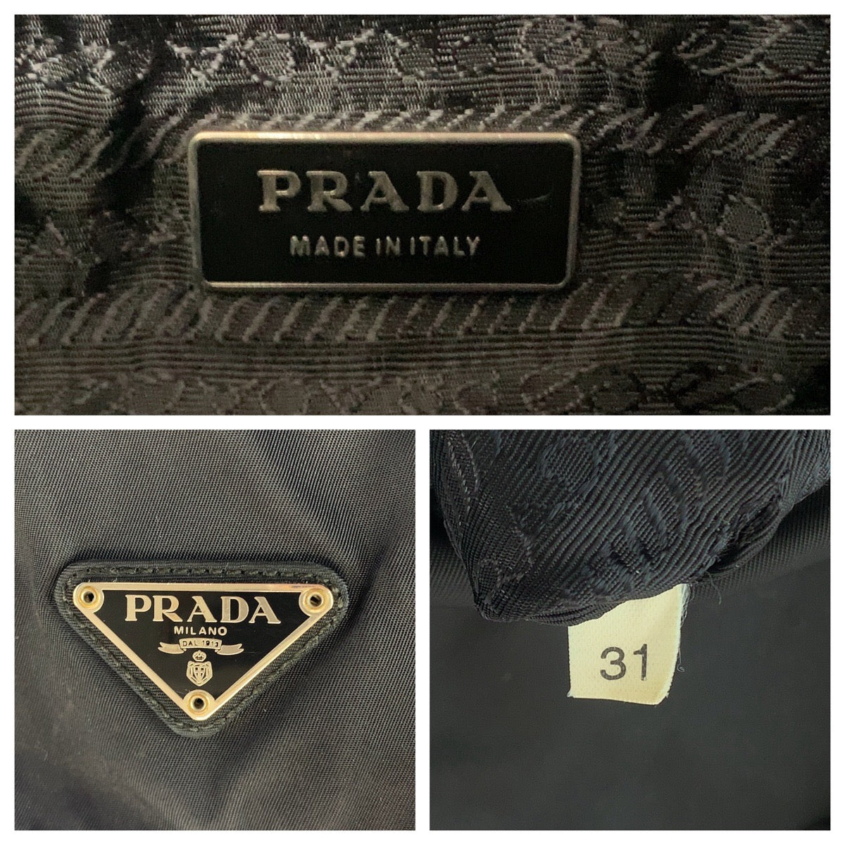 PRADA Shoulder Bag 1BD671 Nylon Black SilverMetal Test Triangle With logo