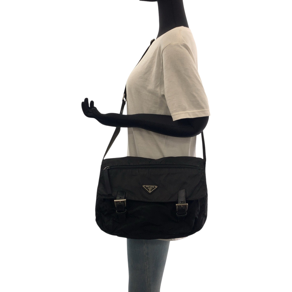 PRADA Shoulder Bag 1BD671 Nylon Black SilverMetal Test Triangle With logo
