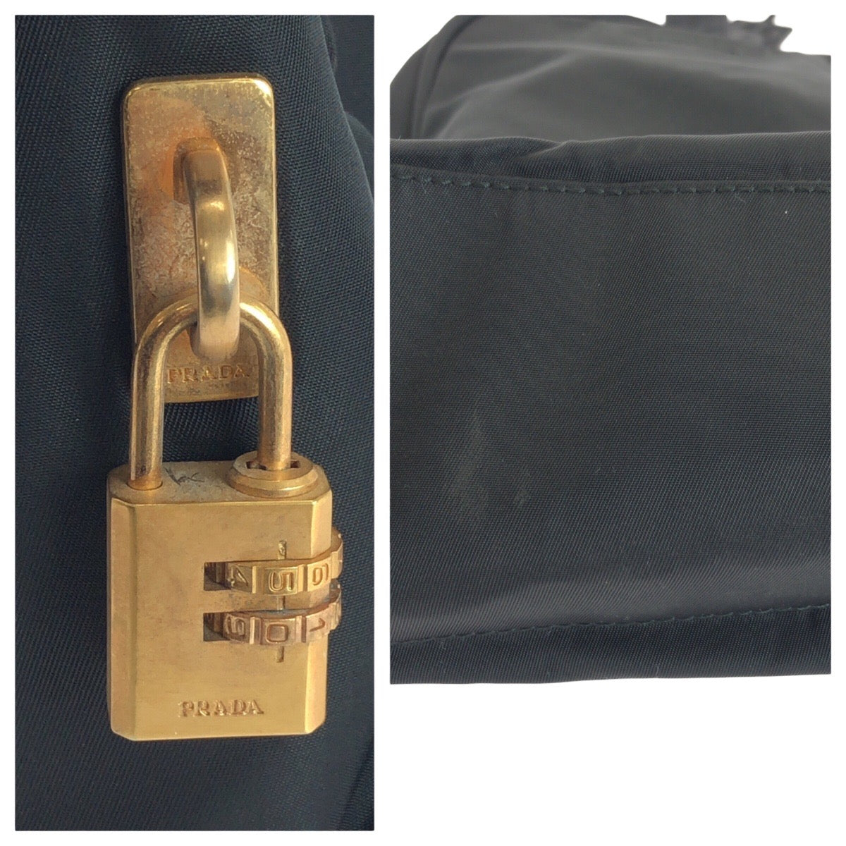 PRADA Tote Bag Nylon Black GoldMetal Test Triangle With logo