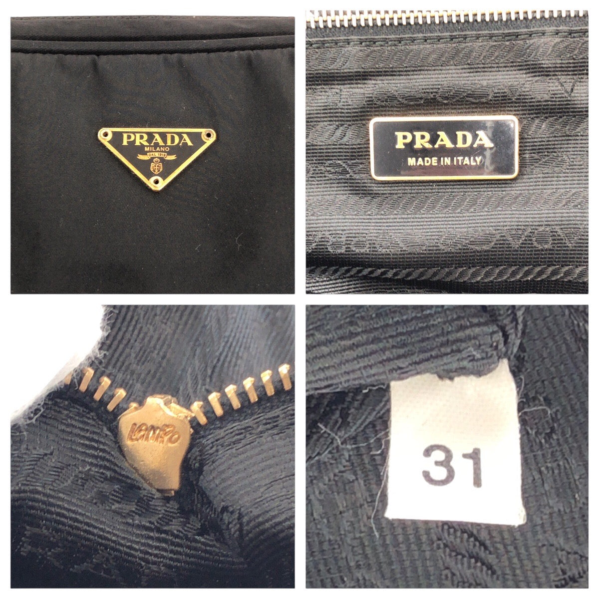 PRADA Tote Bag Nylon Black GoldMetal Test Triangle With logo