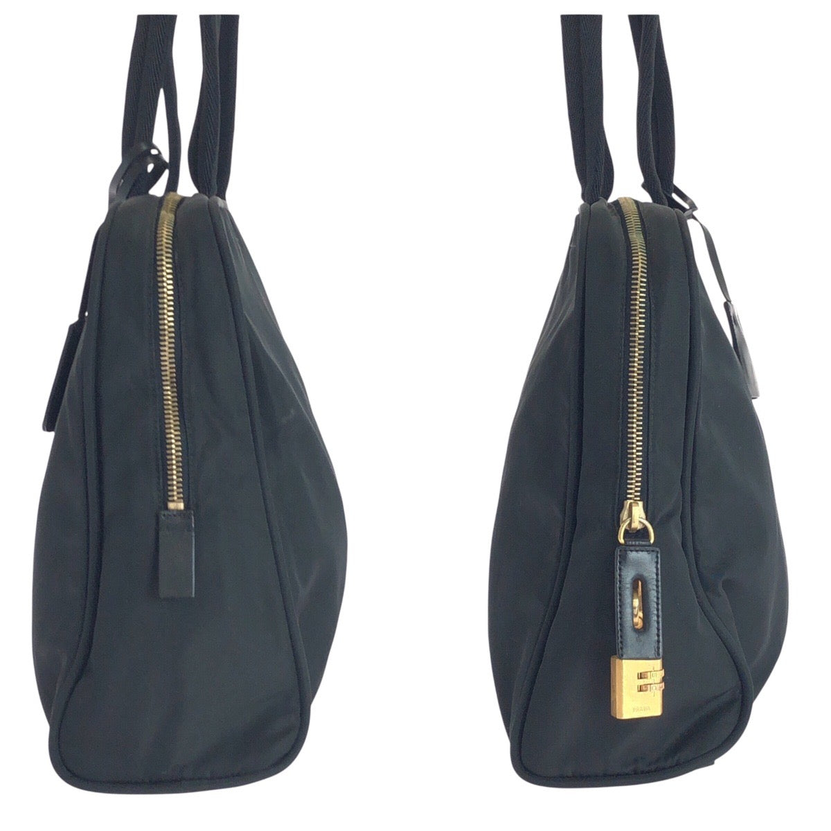 PRADA Tote Bag Nylon Black GoldMetal Test Triangle With logo