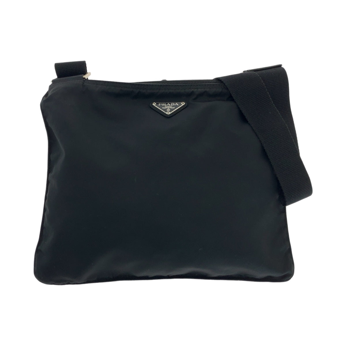 PRADA Shoulder Bag Nylon Black SilverMetal Test Triangle With logo