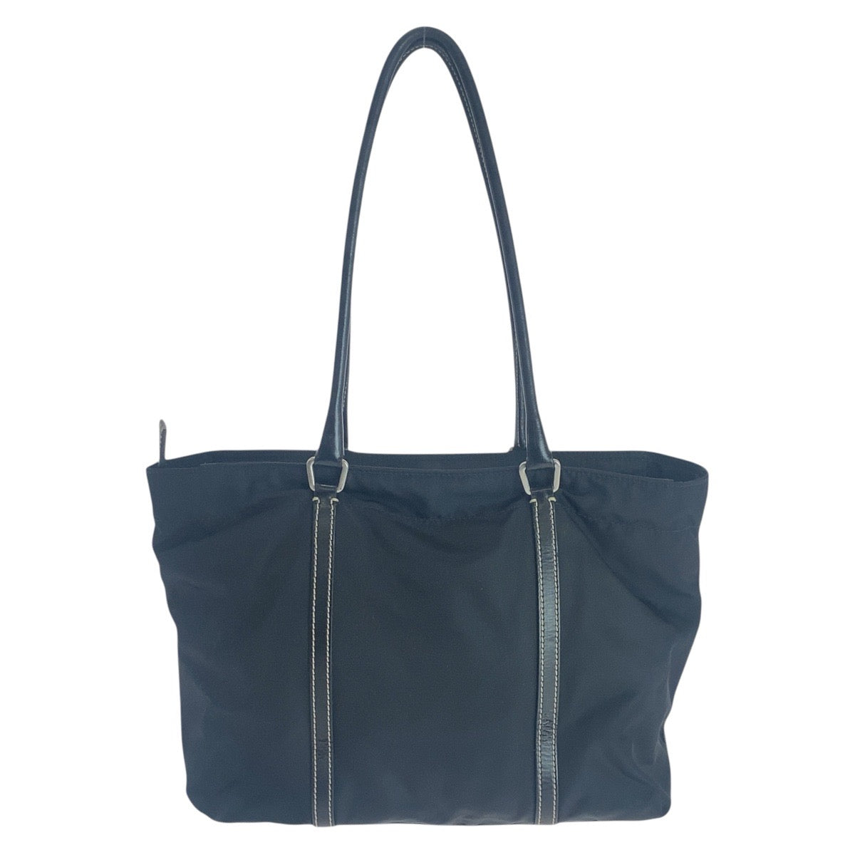 PRADA Tote Bag Nylon Black SilverMetal Test Triangle With logo