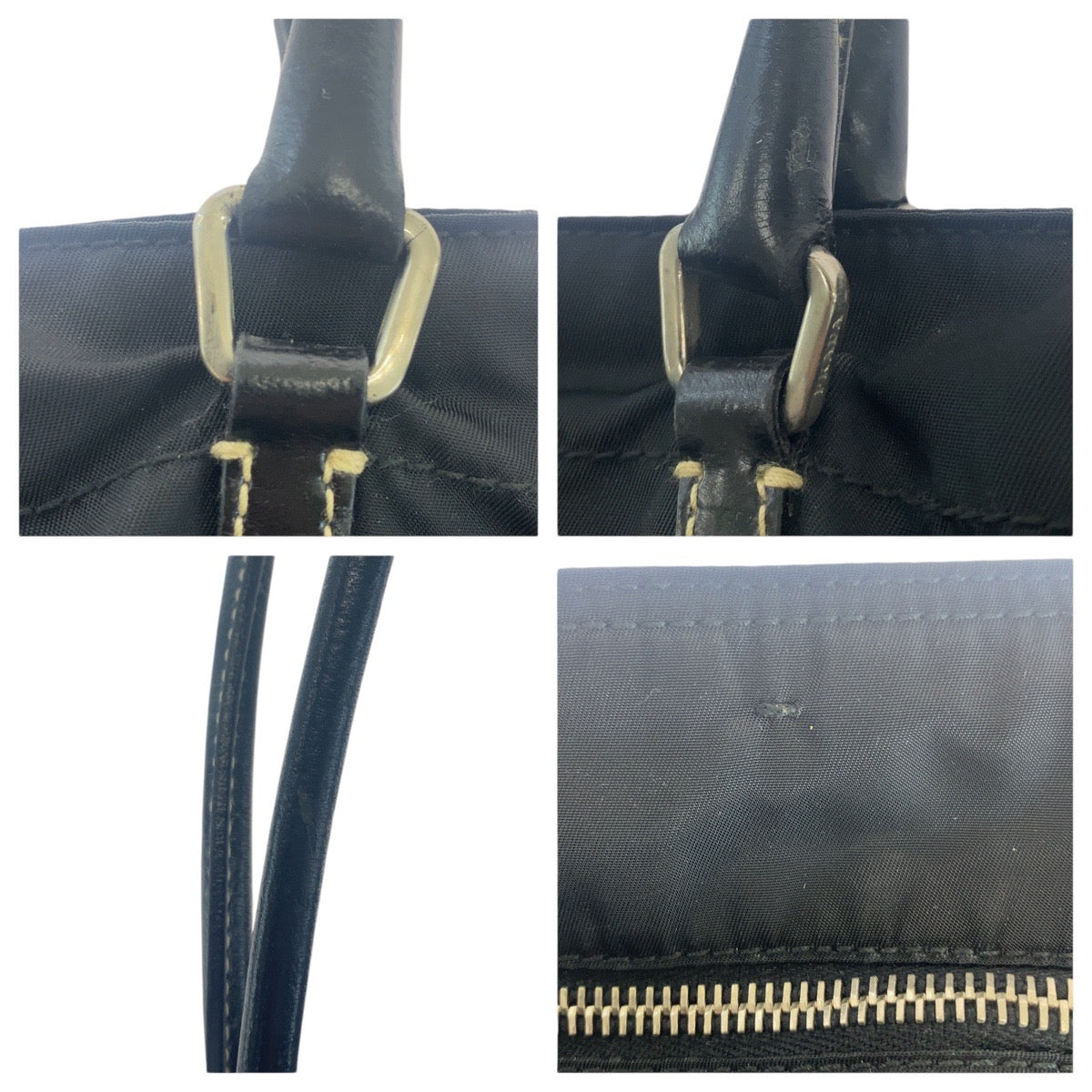 PRADA Tote Bag Nylon Black SilverMetal Test Triangle With logo