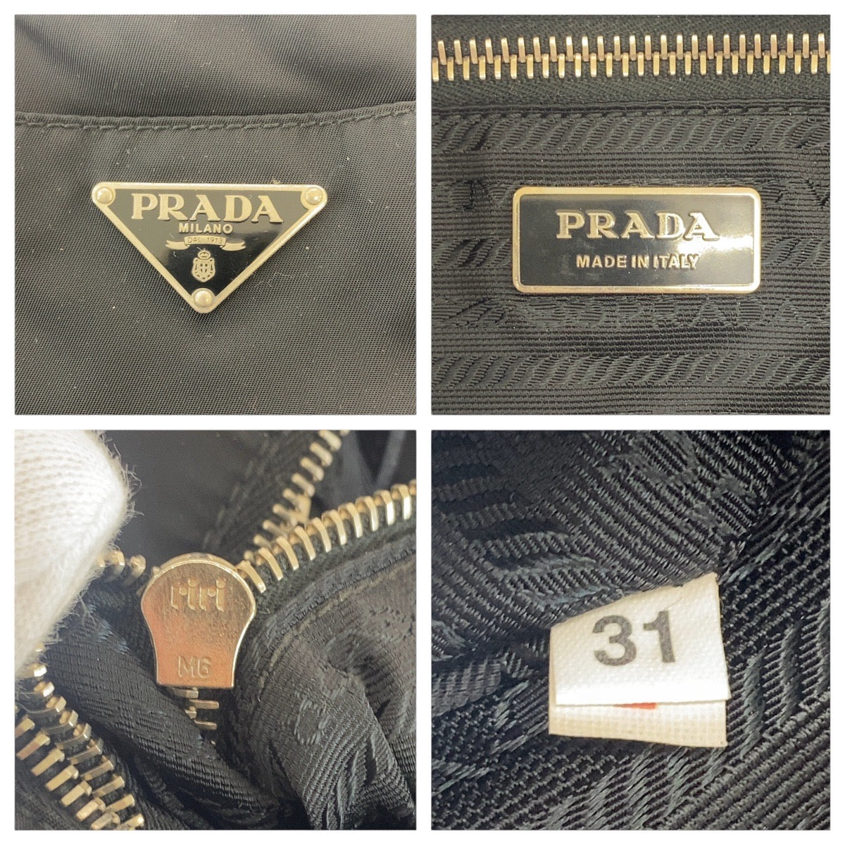 PRADA Tote Bag Nylon Black SilverMetal Test Triangle With logo