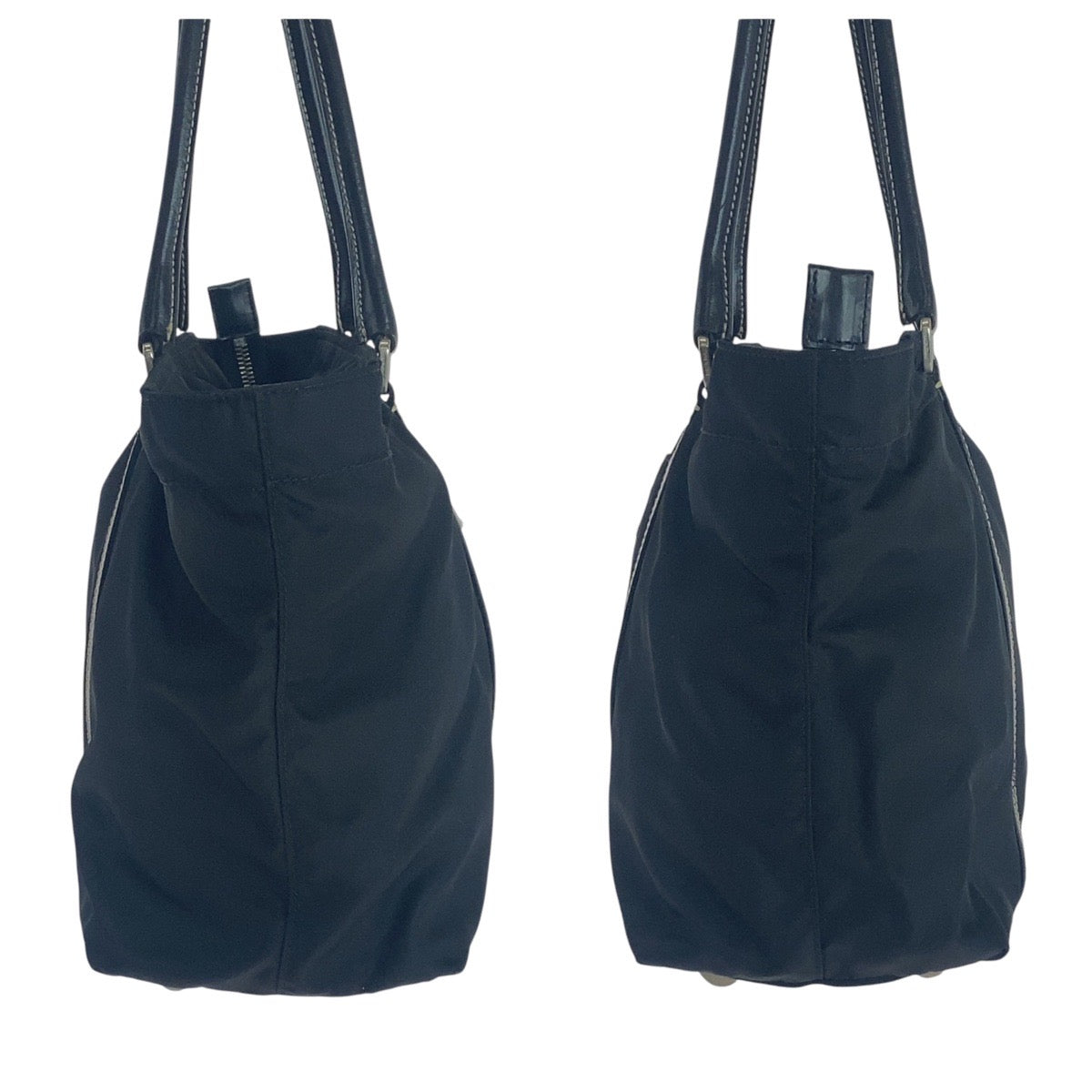 PRADA Tote Bag Nylon Black SilverMetal Test Triangle With logo