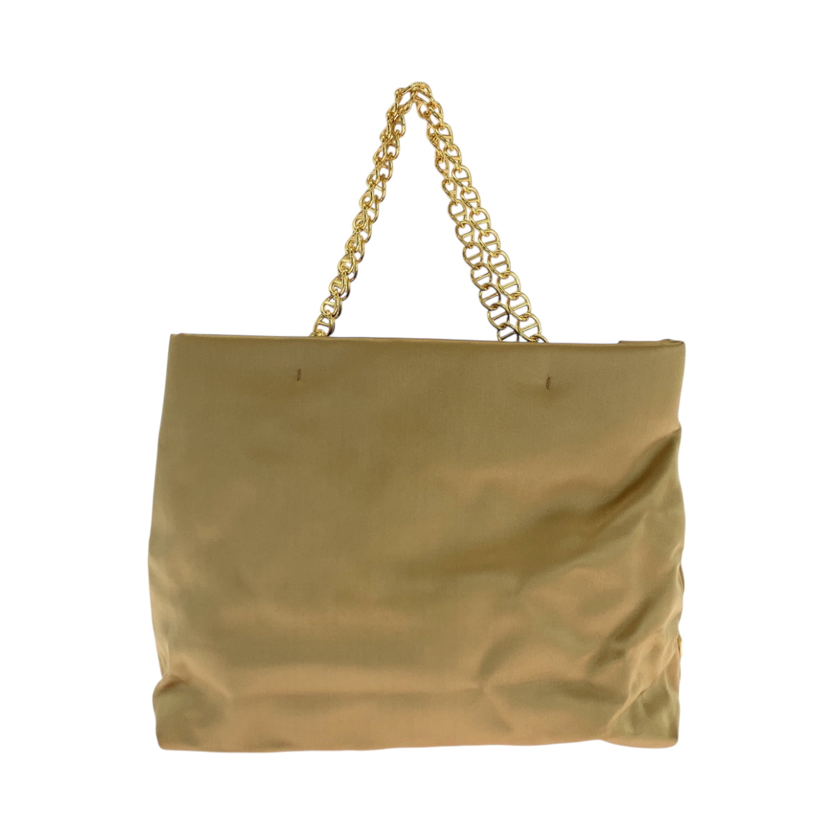 PRADA Tote Bag Satin Gold Metal