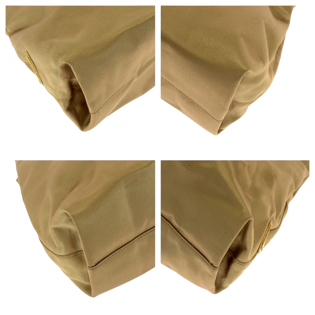 PRADA Tote Bag Satin Gold Metal
