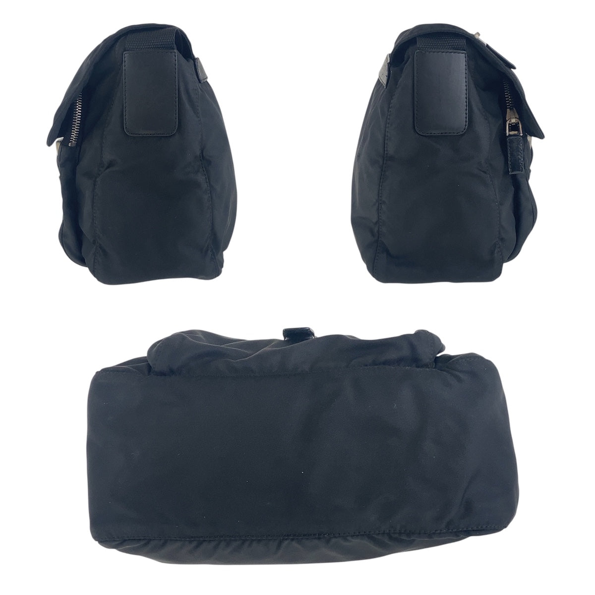 PRADA Shoulder Bag Nylon Black SilverMetal Test Triangle With logo