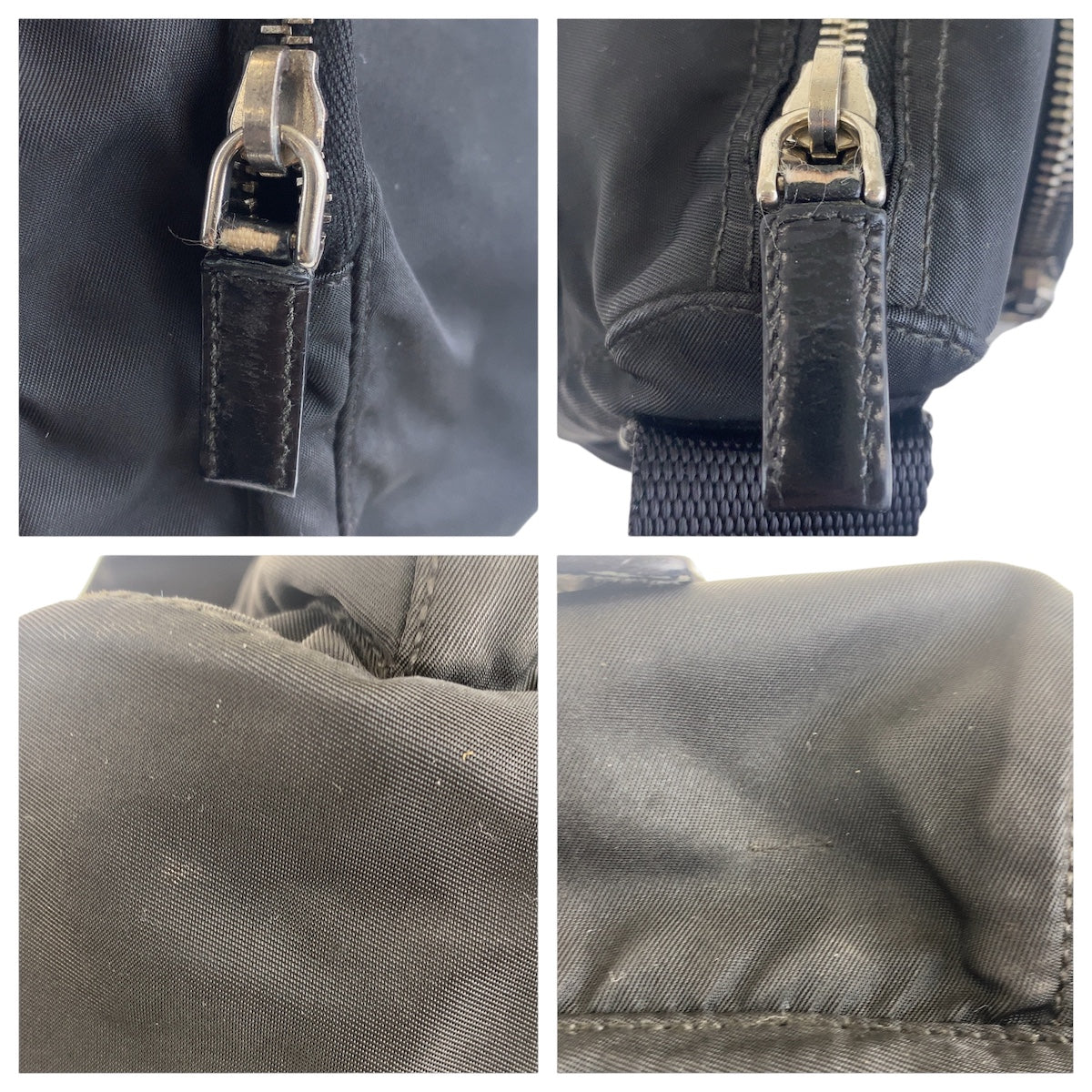 PRADA Shoulder Bag Nylon Black SilverMetal Test Triangle With logo