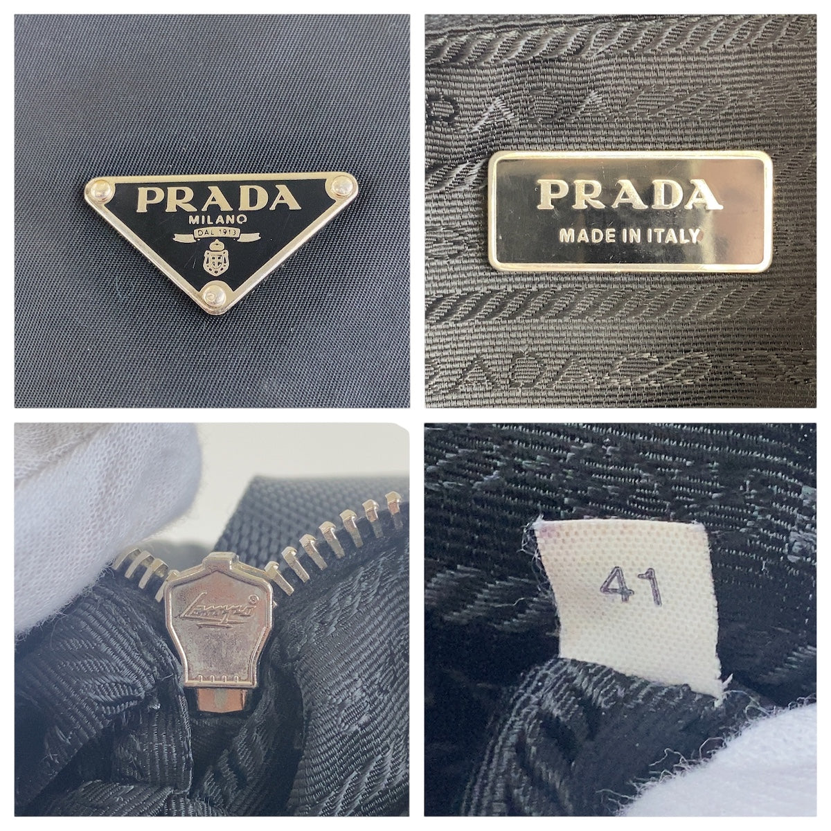 PRADA Shoulder Bag Nylon Black SilverMetal Test Triangle With logo