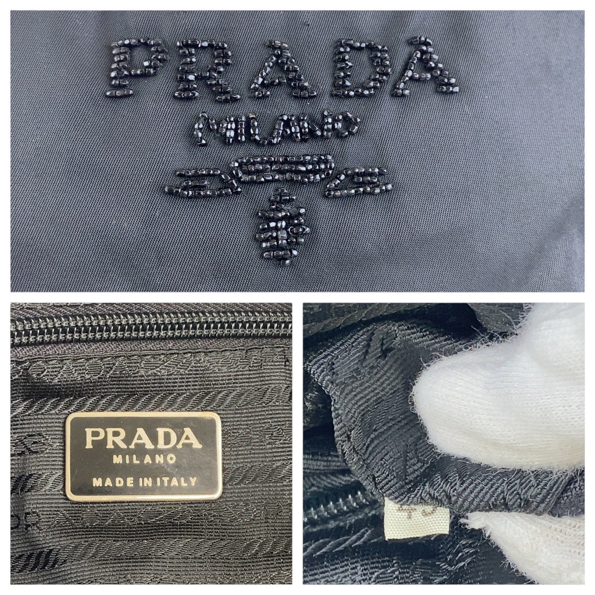 PRADA Handbag Nylon Black SilverMetal Test Tassel