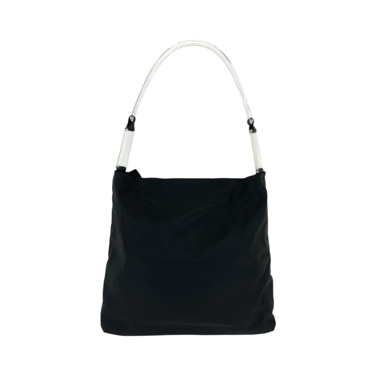 PRADA Shoulder Bag Nylon Black SilverMetal Clear Test Triangle With logo