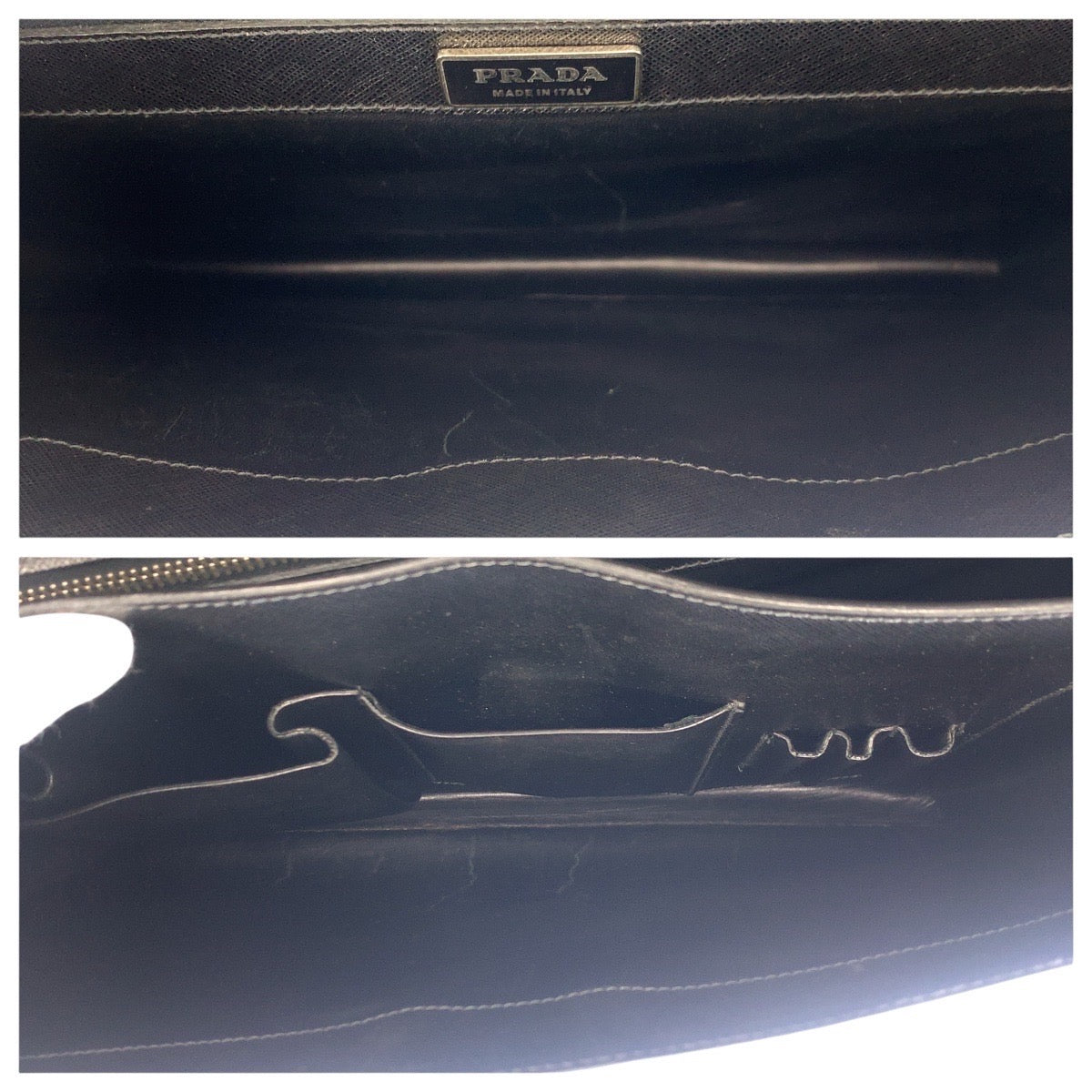 PRADA Business bag leather Black SilverMetal Safiano