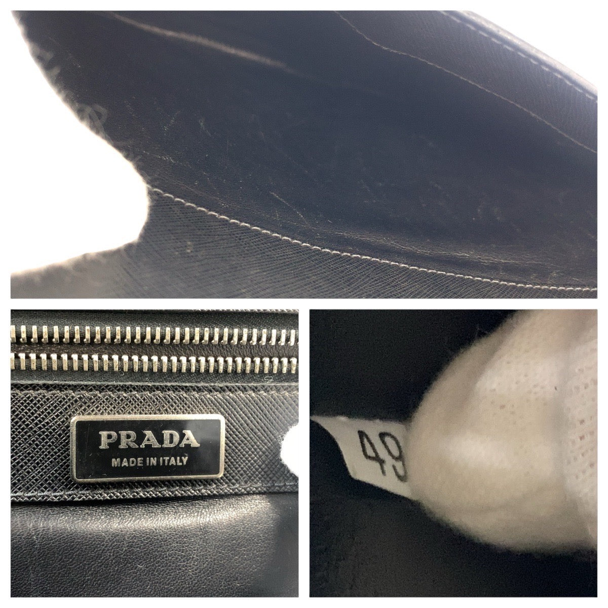 PRADA Business bag leather Black SilverMetal Safiano
