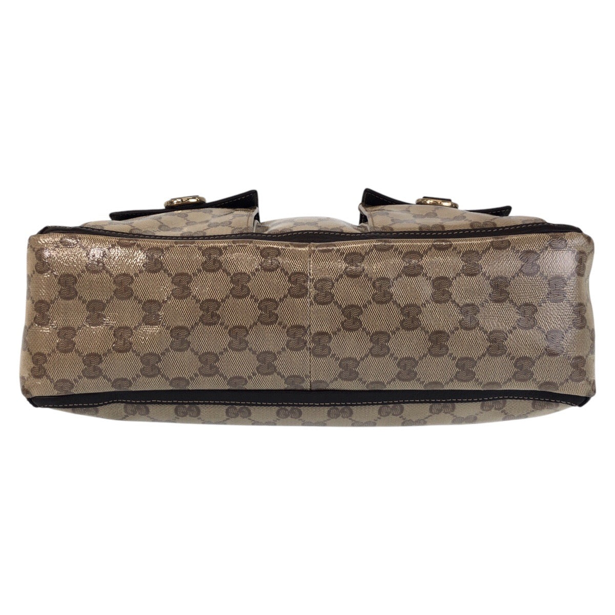 GUCCI Tote Bag 268639 Coated canvas Beige Brown Gold Metal GG crystal
