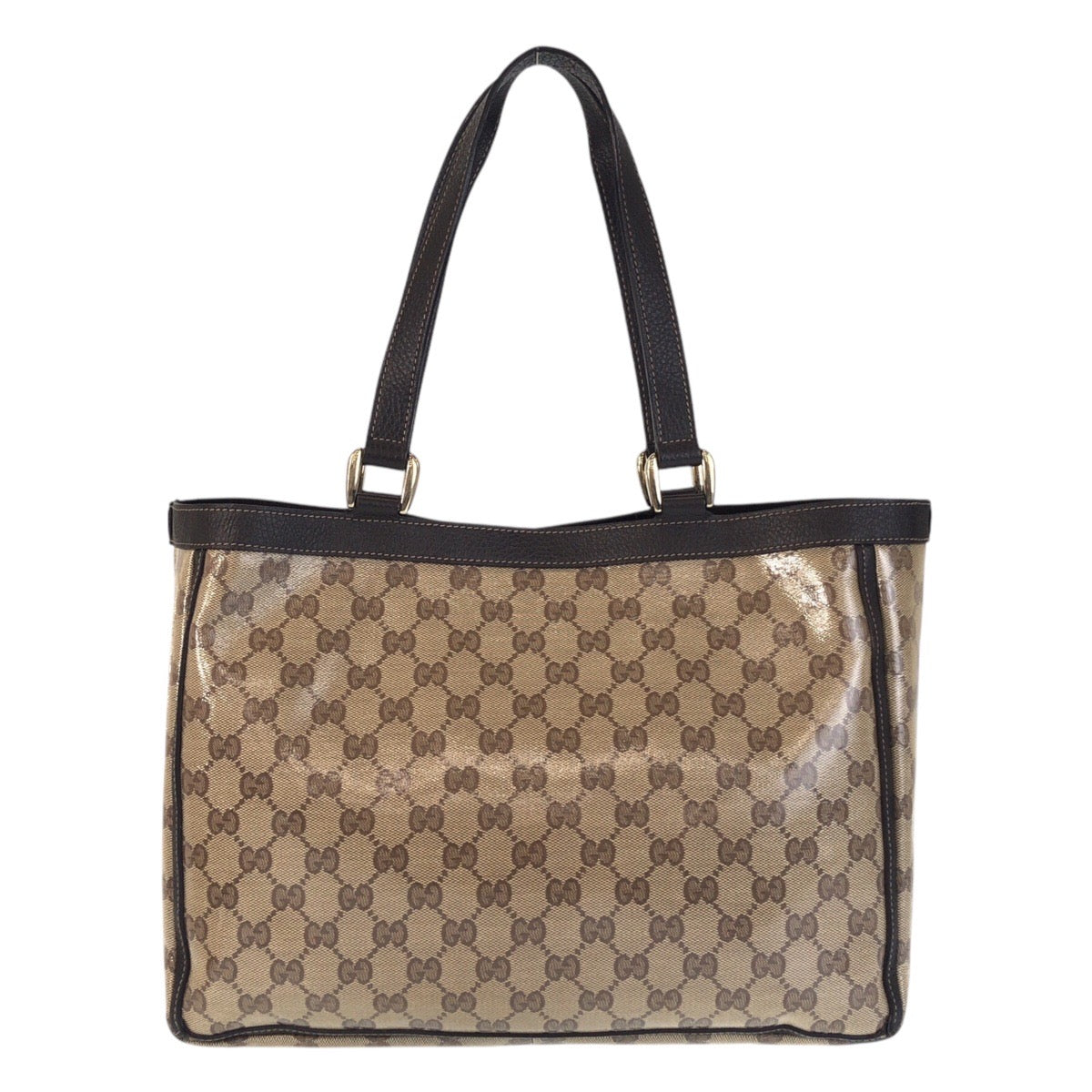 GUCCI Tote Bag 268639 Coated canvas Beige Brown Gold Metal GG crystal